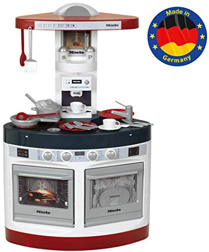 Theo Klein 9254 Cucina angolare Miele, Si adatta agli angoli, Accessori da cucina per bambini, Piano cottura e macchina del caffè che emettono suoni, Giocattoli per bambini dai 3 anni in su