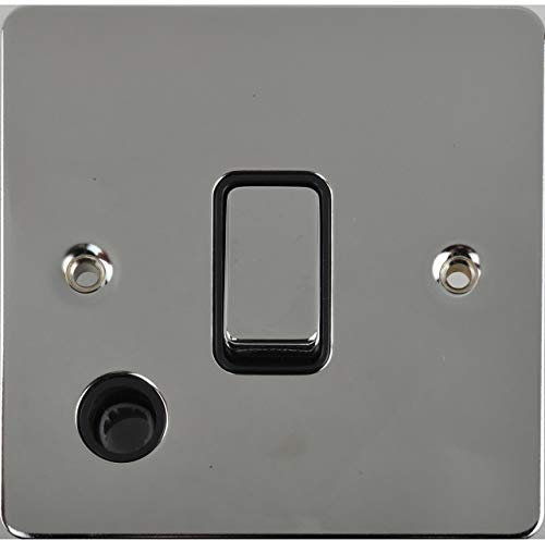 Schneider Electric Ultimate Flat Plate - Single Light Switch, with Flex Outlet, Double Pole, GU2213BPC, Polished Chrome with Black Insert