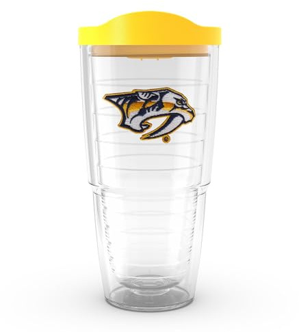 Tervis NHL Nashville Predators Primary Logo Tumbler with Emblem and Yellow Lid 24oz, Clear