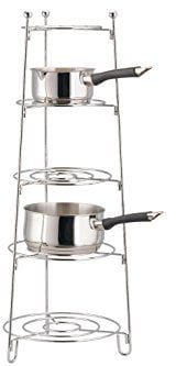 apollo THE HOUSEWARES BRAND Chrome Saucepan Stand, 5-Tier, Kitchen Organiser, Rack, Shelf for Pans, Pots, Saucepans, Durable Chrome Wire, Size: 80x28cm, Chrome