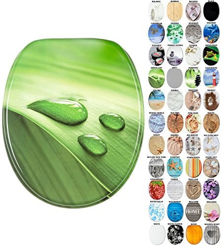 Sanilo Soft Close Toilet Seat, Wide Choice of New Toilet Seats, Stable Hinges, Easy to Mount (Green Leaf)