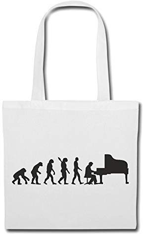Reifen-Markt Tasche Umhängetasche KLAVIER PIANO - KLAVIERSPIELER - KLAVIERUNTERRICHT - PIANOUNTERRICHT - PIANO SPIELEN Einkaufstasche Schulbeutel Turnbeutel in Weiß