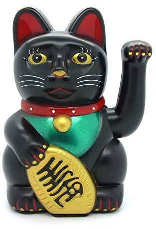 Chat porte-bonheur chinois (Maneki-neko) Starlet24 - Feng Shui, Plastique, Noir , 16 cm