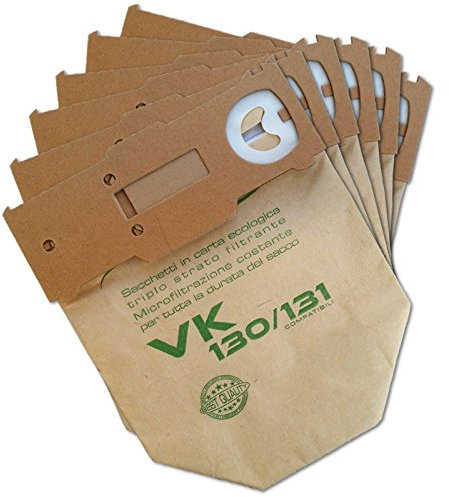 Sconosciuto 6 Sacchi Sacchetti in Carta Doppio per ASPIRAPOLVERE Folletto VORWERK 130 131 GARANTITI S&G Group