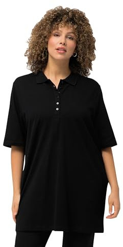 Ulla Popken Damen Basic Poloshirt, Schwarz, 46-48 EU