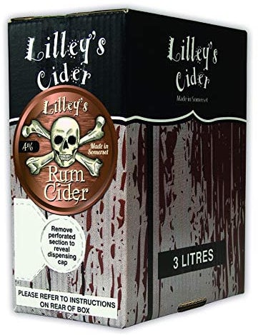 Lilley's Cider - Rum Cider 4% ABV - Medium Apple Cider Infused with Rum, Unfiltered, Gluten-Free & Vegan, Smooth & Mellow Taste - Bag in Box 3L