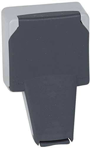 Legrand 090485 Prise de Courant Étanche avec Volet Fiche Engagée Plexo Composable, IP66, 2P+T, 16A, 250V, Gris