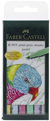 Faber-Castell 167163 - Tuschestift Pitt artist pen Pastel, 6er Packung, Stärke: B