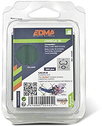 EDMA Agrafe Omega 16 - Galva plastifié Vert - x 250 pcs
