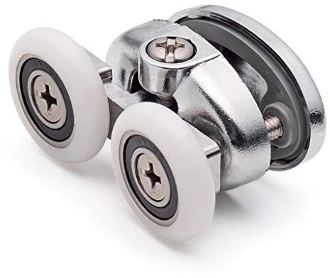 ShowerPart Twin/Double Butterfly Top Shower Door Rollers/Wheels/Runners L077-2, Diameter 23mm, Wheel Thickness 5.6mm, Chromed Plastic Cover, Shower Door Replacement Parts, 2X
