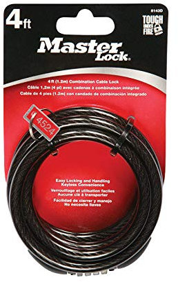 Master Lock 8143D Selbstaufwickelndes Kabelschloss, 1,2 m x 5/16 Zoll, schwarz