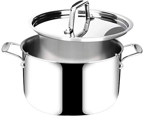 Duxtop Whole-Clad Tri-Ply Stainless Steel Stockpot with Lid, 6.5 Quart, Kitchen Induction Cookware