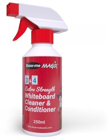 Show-Me MAGIX Whiteboard Renovator and Conditioner, for Drywipe Boards, Versatile & Easy-To-Use Whiteboard Cleaner, White Board Cleaner Easily Removes Permanent Marker & Ballpoint Pen - 250ml