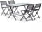 Boutique jardín – mesa de jardín (acero y cristal y 4 sillas plegables, negro