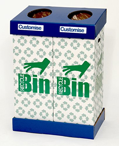 Acorn Tough Office Twin Recycling Bin Customisable with 8 Supplied Labels - 2 x 95 Litres Bin Units - Made in the UK for a lower carbon footprint Ref 802853