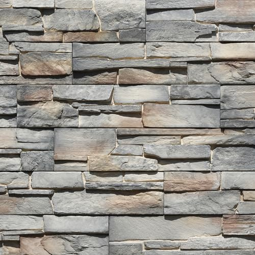 STEGU Grenada 4 Rivestimento Parete Pietra Effetto Pietra Grigio Crema | Finta pietra per esterni, resistente a gelo/UV/umidità, pannello decorativo giardino, posa a malta
