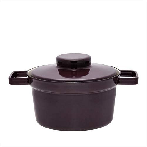 Riess, 2104-201, Topf mit Deckel, Durchmesser 20 cm, Inhalt 1.75 Liter, DARK AUBERGINE, AROMAPOTS, Truehomeware, Emaille, Induktion