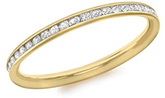 CARISSIMA Women's 9ct Yellow Gold Cubic Zirconia Band Ring - Size N