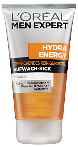 L'Oreal Men Expert Hydra Energy Reinigungsgel, Reinigt tiefenwirksam, beseitigt Hautunreinheiten und schützt vor austrocknen, 150 ml