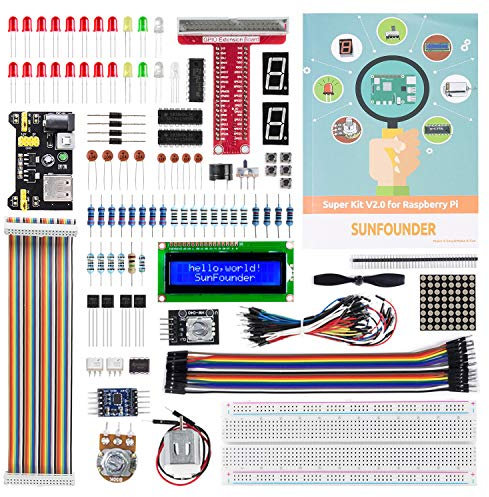SUNFOUNDER Ultimate Starter Kit para Raspberry Pi 4 B 3 B+ 400, Tutorial alemán, código Python C, 216 artículos, Kit electrónico para Raspberry Pi para Aprendizaje de electrónica y programación