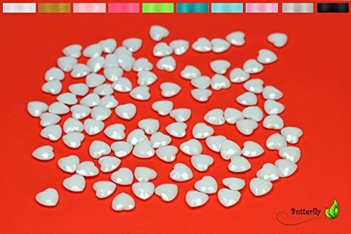 Creativery 100 Dekosteine Herzen 1,2 cm (weiß) // Streudeko Tischdeko Kunststoffherzen Steine PVC Acryl 12mm