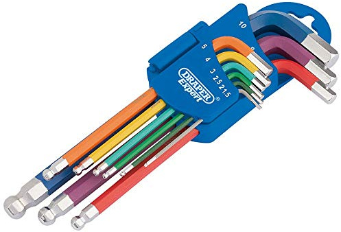 Draper 66132 Metric Coloured Hexagon and Ball End 9 Keys Set