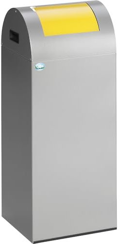 VAR | Selbstlöschender Wertstoffsammler | Volumen 60 l | HxBxT 800 x 320 x 320 mm | silber | Klappe gelb