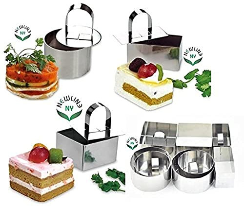 NewlineNY de acero inoxidable de 12 PC anillos fijados postre: 4 Cubiertas y 8 anillos (4 redondas, 2 cuadrados, 2 rectangular)