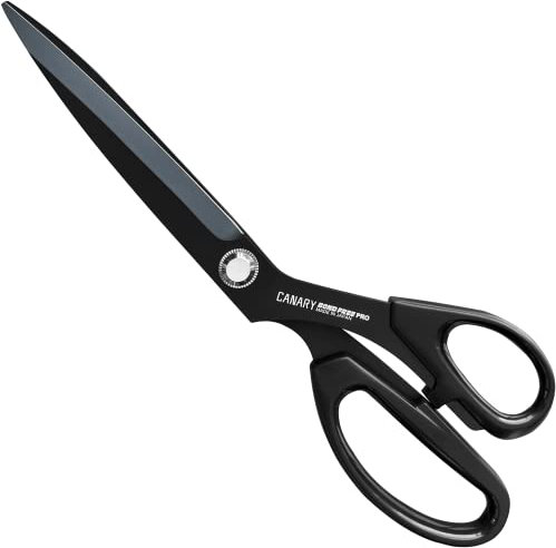 CANARY Japanische Nähschere, 26,7 cm, hergestellt in Japan, professionelle Allzweckschere für Stoff, Stoff, Vinylfolie, Klebstoff, Tapeten, Antihaftbeschichtungsklinge, Schwarz