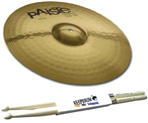 Paiste 101 Brass 14 Crash Becken + 5A Keepdrum Drumsticks