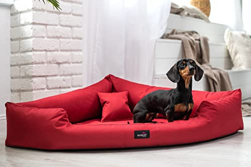 tierlando Trivia | Komfort Hundebett Eckbett Dreieckbett Ecksofa TR5-120cm | B Farbe: 04/Bordeaux