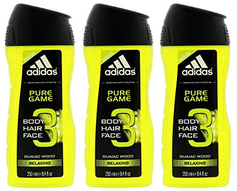 Adidas Pure Game 3-in-1 Relaxing Shower Gel, Shampoo & Face Wash 8.4fl oz.(...