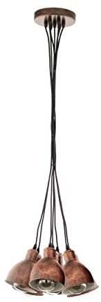 EGLO Pendellampe Priddy 1, 7 flammige Vintage Pendelleuchte im Industrial Design, Retro Hängelampe aus Stahl, Farbe: Kupfer antik, Fassung: E27