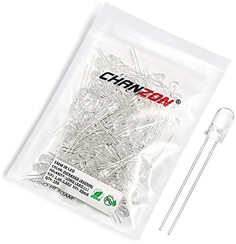 Chanzon 100 Stück 5mm Infrarotstrahler IR 850nm Emitter LED Diodenlichter (Klare transparente runde Linse DC 1,4V-1,6V 20mA) Glühbirne Lampen Elektronikkomponenten Anzeige Leuchtdioden