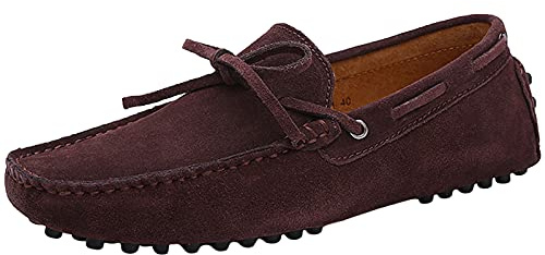 Jamron Hombres Suave Gamuza Mocasines de Conducción Zapatos Hecho a Mano Pantuflas Talla Grande