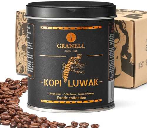 Granell - Exotic Collection - Kopi Luwak | Cafe en Grano Natural | Café en Grano 100% Café Arabica, Café Gourmet de Marcado Aroma y Amargura - 100 Gr
