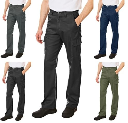 Lee Cooper Men's Classic Multi Pocket Cargo Work Trouser Easy care Safety Pant, Black, 38W / 31L