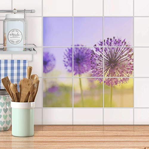 Fliesenmosaik für Küche und Bad I Fliesen Aufkleber Folie selbstklebend I Fliesen renovieren - Fliesenspiegel für Küchen- und Badfliesen I Design: Spring Flower