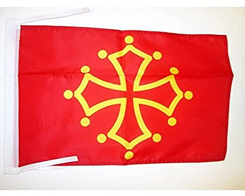 AZ FLAG - Drapeau Province du Languedoc - 45x30 cm - Pavillon Territoire Occitan - Occitanie 100% Polyester avec Deux Cordelettes - 20g