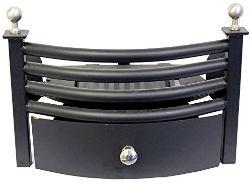 Fire Vida Laxton Solid Fuel Fireplace Grate Set – Cast Iron Fire Grate with Ash Pan & Fire Front – Black & Chrome Open Fire Accessories – Ideal for Fireplaces, Coal Fires & Log Burners