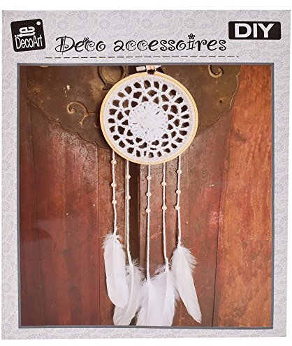 TE-DekoArt DIY Traumfänger Selber Basteln Set Dreamcatcher Bastelset Stickrahmen Garn Perlen Federn 17 cm Ø