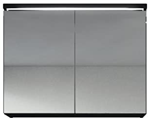 Spiegelschrank Paso 80cm Schwarz - Schrank Spiegelschrank Spiegel Badezimmer Badmöbel Set Hängeschrank