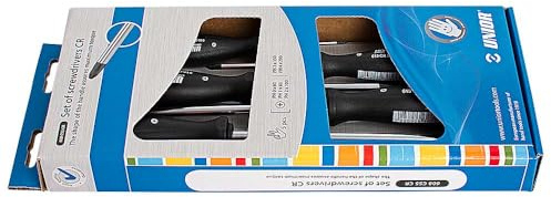 UNIOR 617028 - Juego de 5 destornilladores Phillips CR en caja de cartón de PH 0 a PH 4 serie 608CS5CR