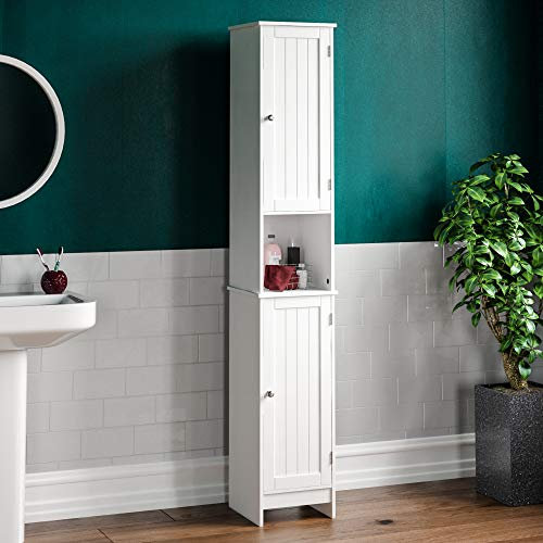 Bath Vida Priano Bathroom Cabinet Storage Cupboard Floor Standing Wooden Tallboy Unit, White