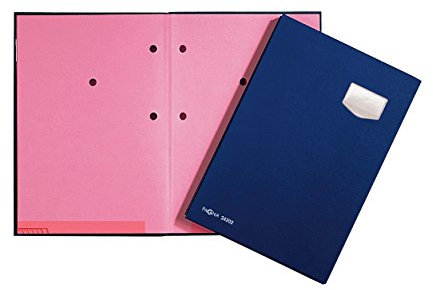 Pagna Unterschriftsmappe de Luxe 10-teilig, mit hochwertigem Kunststoff-Einband dehnbarem Rücken, rosa Löschkarton, blau