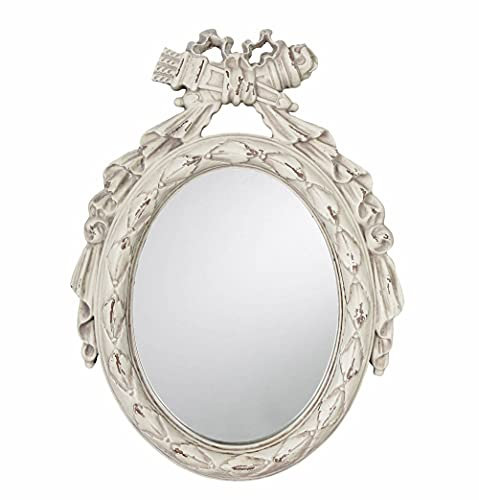 Wandspiegel oval Spiegel Shabby Chic Tischspiegel Weiss 30x23 cm Brocante Antik KR036 Palazzo Exklusiv