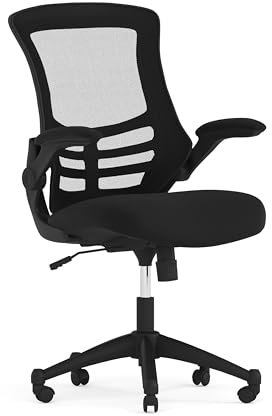 Flash Furniture Bürostuhl, ergonomisch, mit Mesh-Rückenunterstützung, geformtem und höhenverstellbarem Sitz und feststellbarem Kipphebel, Schwarz, 65 x 63 x 105 cm
