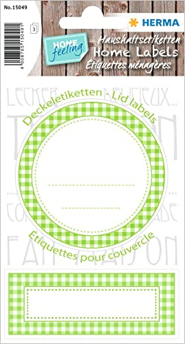 HERMA 15049 Marmeladen Etiketten zum Beschriften, Grün (Ø 70 mm, 6 Sticker, Papier, matt, rund + rechteckig) selbstklebend, permanent haftende Küchen Aufkleber für Gläser, Flaschen und Einmachgläser