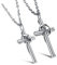 Kim Johanson Pärchen Halsketten Silver Cross für verliebte aus Edelstahl mit Kreuz und Ring in Silber inkl. Schmuckbeutel