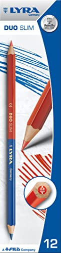 Lyra L2920101, LYRA DUO Markierstift rot/blau SLIM, Markierstift in Profi-Ausführung, ideal für Markierungen im und um den Sanitärbereich, Box mit 12 Stück